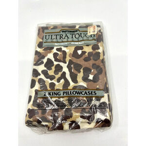 VNTG Taste Maker by J.P. Stevens 2 King Size Leopard Print Pillowcases 20 x 36